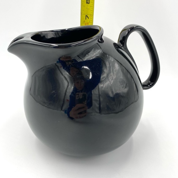 Waechtersbach Ball Pitcher Black Glaze Spain 7 inch About 12 Cups With Handle - Picture 2 of 10